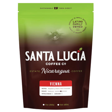 Specialty Volcanic Nicaraguan - Artisan Select Vienna Medium/Dark Roast Coffee - Warm & Balanced, Low Acid, 91 Point, Small Batch Roasted, Farm Direct, 100% Single-Origin, Santa Lucia, Ground, 16oz