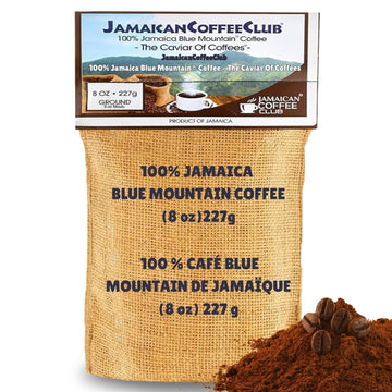 JamaicanCoffeeClub 100% Jamaican Blue Mountain Coffee Ground – Fresh Roasted Beans, Smooth Bold Flavor, Premium Coffee from Jamaica, Medium Grind – Rich Taste Gourmet Blend (8 Ounce, Pack of 1)