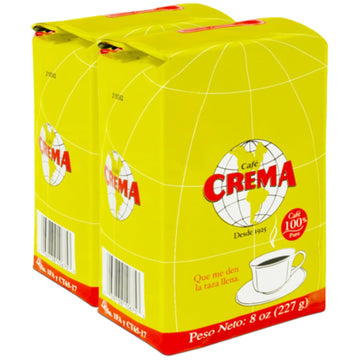 Cafe Crema Ground Coffee from Puerto Rico, 8 ounce bag (Pack of 2)