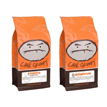 Café Grumpy Specialty Coffee Bundle: Momentum Medium Roast & Ethiopia Yirgacheffe Single Origin Whole Bean Set (12oz each) - Perfect for Drip, French Press, Pour Over & Cold Brew