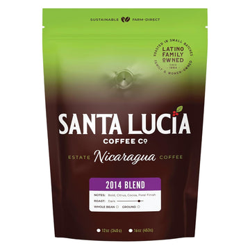 Specialty Volcanic Nicaraguan - 2014 Bold Dark Roast Coffee, Rich & Intense, Low Acid, 91 Point, SHG, Small Batch Roasted, Farm Direct, 100% Single-Origin | Santa Lucia Coffee | Ground 16oz