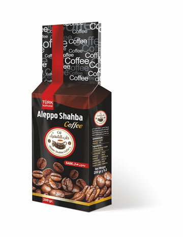 Aleppo Shahba Turkish Coffee Ground Roasted (Plain) Syrian Style (Coffee Arabica) 200g, 7 OZ محضر على الطريقة السورية بن (سادة بدون هال)