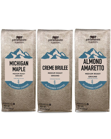 Almond Amaretto, Creme Brulee & Michigan Maple Grove Ground Coffee Bundle