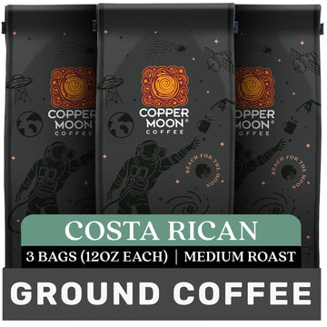 Copper Moon Ground Coffee Costa Rican Blend, 12 Ounce Bags (Pack of 3), 36 Ounces