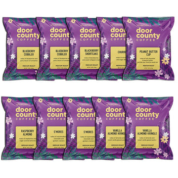Gourmet Flavored Coffee Spring & Summer Sampler Pack - 10 Unique Spring Flavored Coffees - Roasted by Door County Coffee