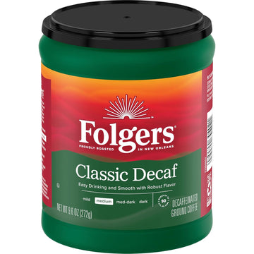 Folgers Decaf Coffee, Ground Coffee, Classic Medium Roast, 9.6 Ounce Canister
