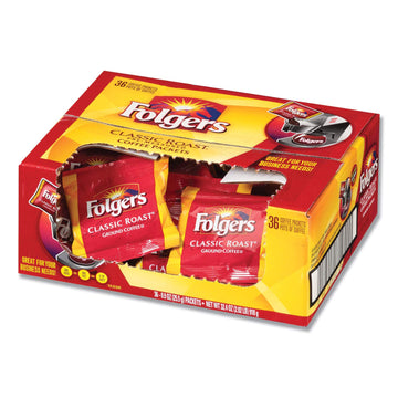 Folgers 06125 Coffee, Classic Roast, .9oz Fractional Packs, 36/Carton