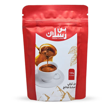 Raslan Coffee Plain Light Roast Turkish Premium Cafe Oriental Arabic Original Arabica Ground Roasted Coffe Blend Roast Halal (1 Pack = 3.52 oz / 100 gm) رسلان بن سادة فاتح حلال