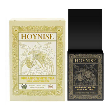 HOYNISE - USDA Organic White Tea Loose Leaf - Yunnan Moonlight White - Low Caffeine - Enjoy Hot or Iced - High in Antioxidants, 25 Cups/1.76oz