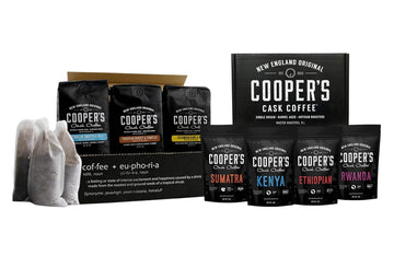 Gourmet Coffee Sampler Gift Box Set - Ground Coffee - 4 bags - 1lb Total and Cold Brew Coffee Box Set (Colombian, Peruvian, Guatemalan) Ground Coarse for Cold Brew - 6 Filter Bags Included - 1.5lbs