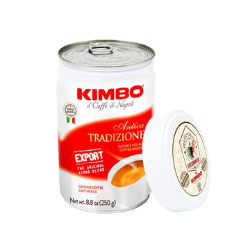 Kimbo Antica Tradizione Ground Coffee | Original Blend | Blended and Roasted in Italy | Medium Roast with Bread & Chocolate Flavor | 8.8 oz Can