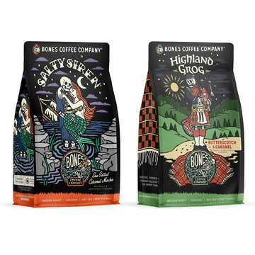Bones Coffee Company Salty Siren With Highland Grog Ground Coffee, 12 oz Bundle