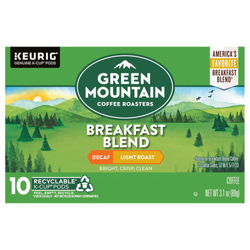 Green Mountain Coffee Roasters, Breakfast Blend Decaf Light Roast Coffee, 3.1 Ounce