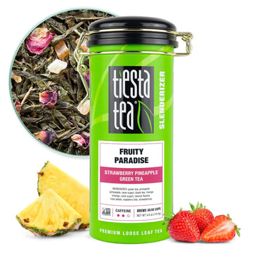 Tiesta Tea - Fruity Paradise | Loose Leaf | Strawberry Pineapple Green Tea | Premium Blend | Medium Caffeinated Green | Make Hot or Iced & Brews Up to 50 Cups | 4oz Refillable Tin