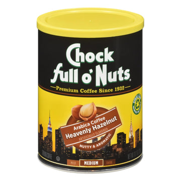 Chock Full o’Nuts Heavenly Hazelnut Ground Coffee (10.2 Oz. Can) – Arabica Coffee Beans – Aromatic and Smooth with a Rich, Nutty Flavor