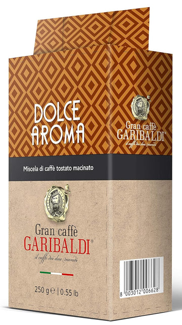 Gran Caffè Garibaldi Ground Espresso Coffee – Finely Ground for Espresso Machines & Cafe Brews – Premium Arabica Blend, Rich & Smooth Roast – Italian Roasted Coffee, 250g (Dolce Aroma)