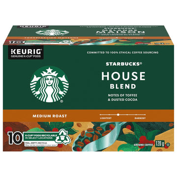 Starbucks Medium Roast K-Cup Coffee Pods — House Blend for Keurig Brewers — 1 box (10 pods)