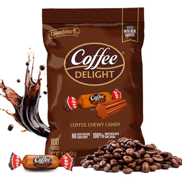 Colombina Coffee Delight Chewy Candy, Gluten-Free Soft Chewy Coffee Candies Made w/Authentic Colombian Coffee, 1 Pack (100 Count)