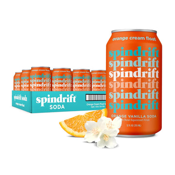 Spindrift Orange Cream Float Soda Made with Real Squeezed Fruit 12 Pack Case