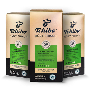 Tchibo Ground Coffee - Röst Frisch Classic Blend - Lightly Roasted Arabica Beans with Delicate Hints of Dark Chocolate - Intensity 3/6, Acidity 2/6, Roast Level 2/6-12 oz - Pack of 3