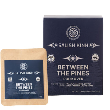 Salish Kinh Premium Pour Over Single-Serve Vietnamese Coffee | Between the Pines | Medium Roast | Includes 10 Coffees | Single Origin | Direct Trade | Instant Coffee | 100% Indigenous Produced