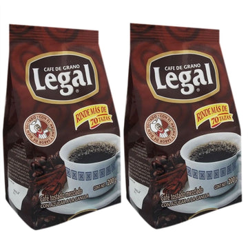 Cafe Legal Roasted Ground Coffee 7 ounces (Pack Of 2) Blend With Caramelized Sugar And Cinnamon - Cafe Legal Con Canela (2 Pack)