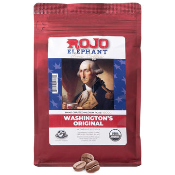 Rojo Elephant Washington Original Handcrafted Ground Coffee, Made From 100% Arabica Beans, Premium Medium Roast, Smooth, Rich Flavor, USDA Organic, 11 0z Pack