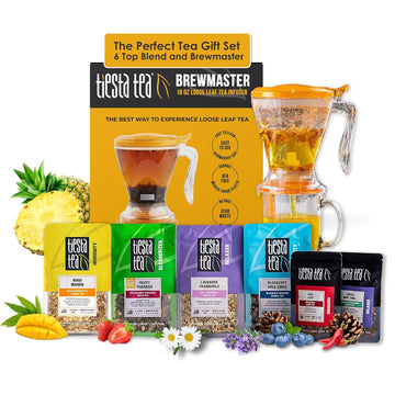 Tiesta Tea - Ultimate Live Kit | Loose Leaf | Tea Starter Kit with High to Non-Caffeinated Blends | Hot & Iced Brews | Includes Black, Green, Herbal Sample Bags and 16oz Bottom Dispensing Infuser