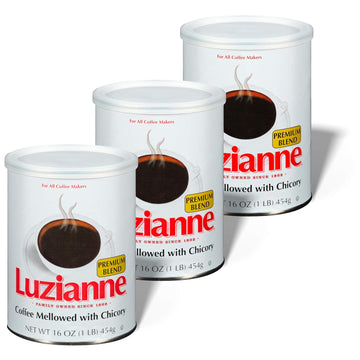Luzianne Premium Blend Ground Coffee & Chicory, 16oz Canister (Pack of 3)