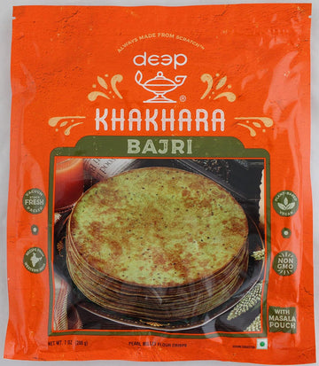 Deep Millet Bajri Khakhara - 7 oz | 100% Natural Ingredient | Thin & Crispy | Traditional Gujrati Indian Ready to Eat Snacks | Tasteful & Healthy | Hygienically Vacuum Packed | Serve with Tea & Coffee