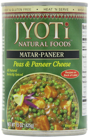 Jyoti Matar Paneer, 12 cans of 15 oz each, All Natural, Product of USA, Gluten Free, Vegetarian, BPA Free, Halal