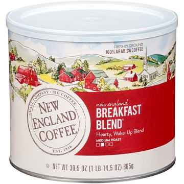 New England Coffee Breakfast Blend Medium Roast Ground Coffee, 30.5oz Can (Pack of 1)