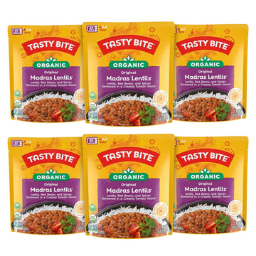 Tasty Bite Organic Madras Lentils, 10 Ounce, Pack of 6, Ready to Eat, Microwavable Entree, Vegetarian
