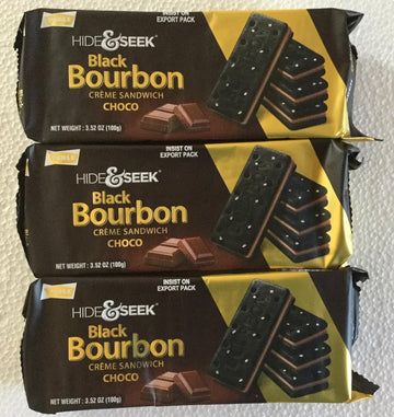 Parle Hide & Seek Black Bourbon Choco Creme Sandwich - 100 Grams (Pack of 3)