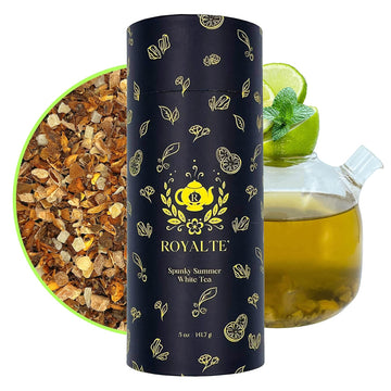 MyRoyalte White Tea 5 Oz - 45 Cups Organic Loose Leaf Tea with Dried Fruits Lime Pulp Orange Peels Green Kumquat and Mint Tea - Organic Tea Leaves Loose Leaf Assorted Tea Gift for Tea Lovers