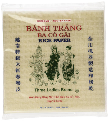 Three Ladies Spring Roll Rice Paper Wrappers (Square 22cm)