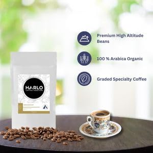Harlo Coffee Roasters Turkish Ground Coffee, Medium Roast, 8 Oz, 100% Arabica Beans, Arabic Coffee, Traditional High Graded Coffee Beans (8oz, Original)