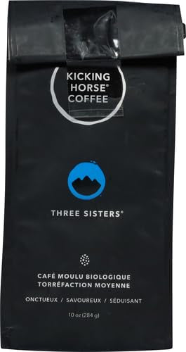 Three Sisters, Kicking Horse Coffee, Medium Roast, Ground, 10 oz - Certified Organic, Fairtrade, Kosher Coffee (Pack of 2)