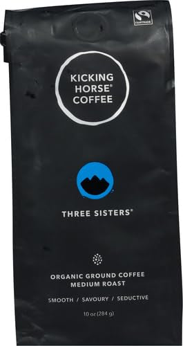 Three Sisters, Kicking Horse Coffee, Medium Roast, Ground, 10 oz - Certified Organic, Fairtrade, Kosher Coffee (Pack of 2)