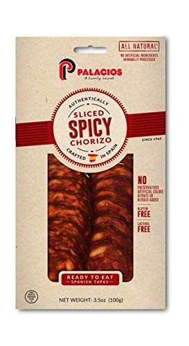 Authentic Spanish sliced spicy chorizo 3.5 ounce Imported from Spain. by Palacios