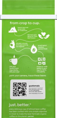 Ethical Bean Fairtrade Organic Coffee, Classic Medium Roast, Ground Coffee Beans - 100% Arabica Coffee (8 oz Bag), 0.5 Pound (Pack of 1)
