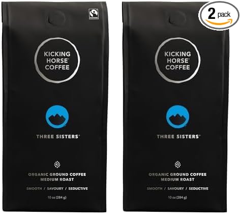 Three Sisters, Kicking Horse Coffee, Medium Roast, Ground, 10 oz - Certified Organic, Fairtrade, Kosher Coffee (Pack of 2)