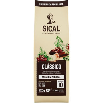 Sical Portuguese Clasico Normal Ground Coffee Cafe 5 Estrelas 220G 1 Pack