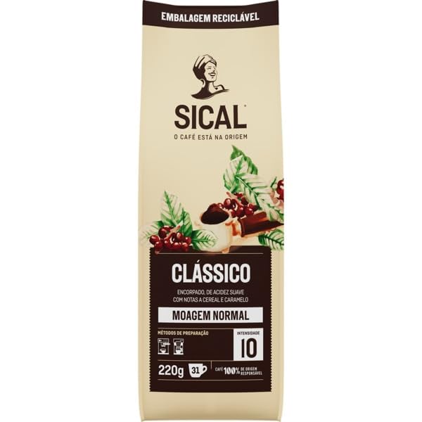 Sical Portuguese Clasico Normal Ground Coffee Cafe 5 Estrelas 220G 1 Pack