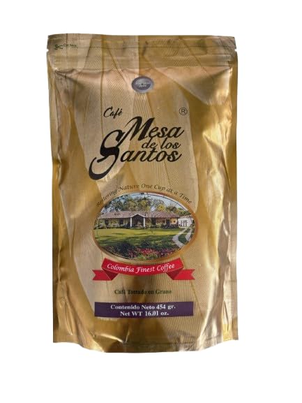 Café Mesa de los Santos – Premium Colombian Whole Bean Coffee, Medium Roast, 16 Ounce Bag – Organic Certified,