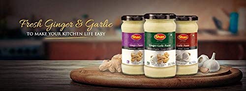 Shan Ginger Garlic Paste 10.93 oz (310g) - Traditional Taste Enhancing Cooking Paste from Fresh Ground Ginger and Garlic - Suitable for Vegetarians - Airtight Glass Jar