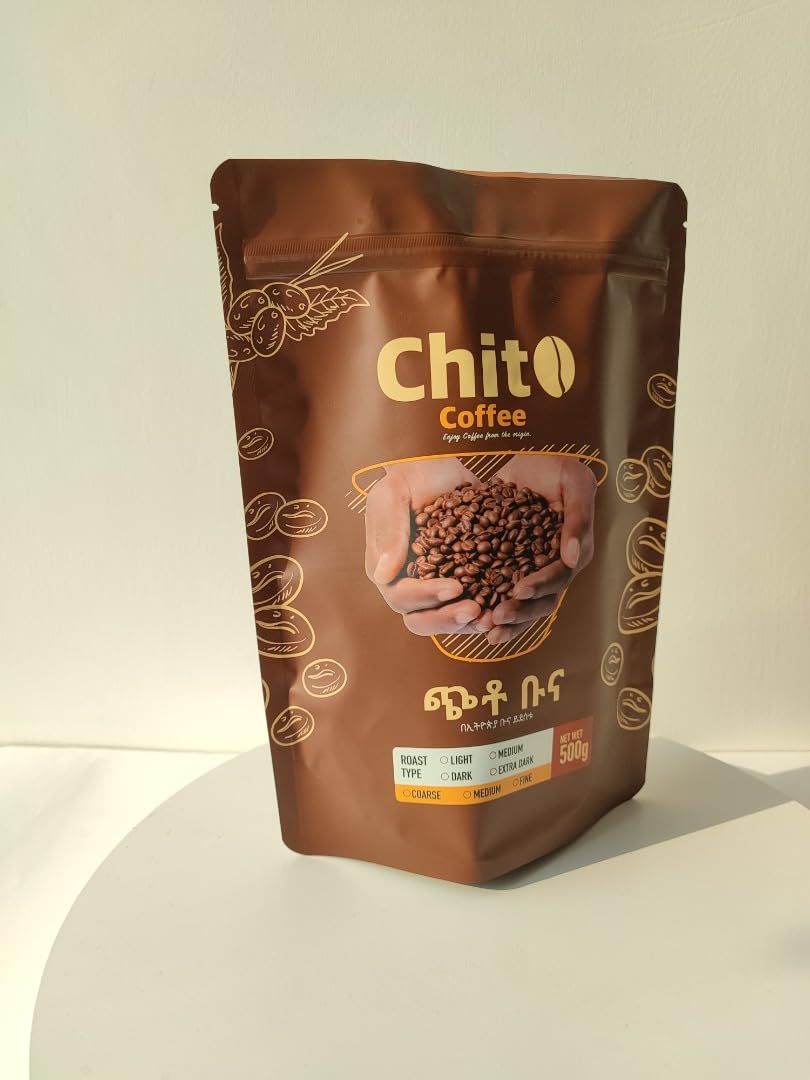 Chito Coffee, Hand-Picked Arabica from Yergachefe area, Ethiopia. 100% Arebica coffee. Fair trade and no GMO. (500 grams or 1.1 lb)