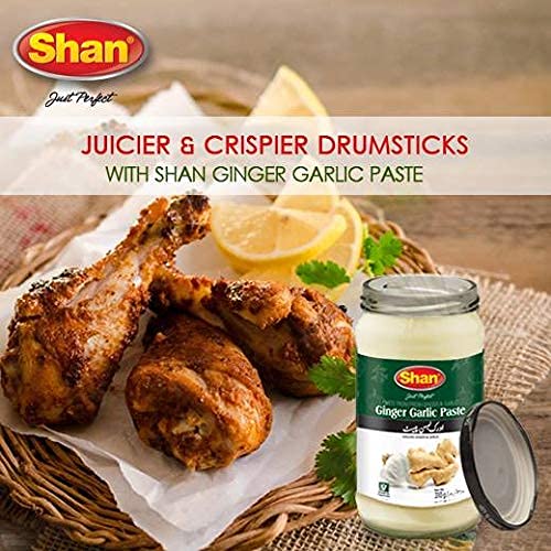 Shan Ginger Garlic Paste 10.93 oz (310g) - Traditional Taste Enhancing Cooking Paste from Fresh Ground Ginger and Garlic - Suitable for Vegetarians - Airtight Glass Jar