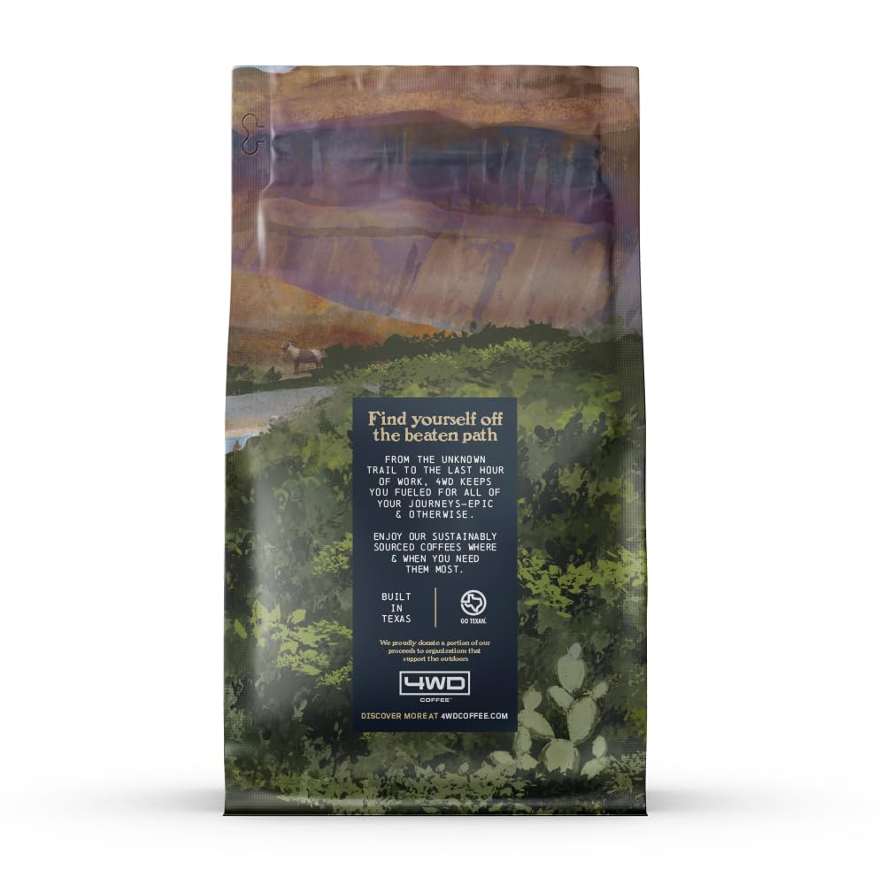 4wdCoffee Lajitas Oasis Ground Coffee - Medium Roast - 12 Oz Bag - Arabica Beans - Fresh Roasted in Texas - Desert Inspired Flavor