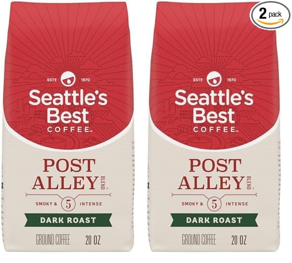Seattle's Best Coffee Post Alley Blend Dark Roast Ground Coffee | 20 Ounce Bag (Pack of 2)